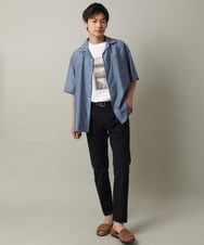 KHBHV66059 a.v.v MEN(アー・ヴェ・ヴェ) 【大人にちょうどいい透け感】セミシアーオープンカラーシャツ　5分袖 ライトグリーン