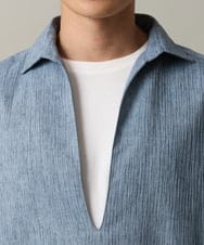 KHBHV69059 a.v.v MEN(アー・ヴェ・ヴェ) 【ハリつかない涼感素材】ワッシャーVネックシャツプルオーバー グレイッシュブルー