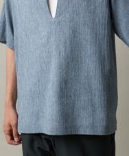 KHBHV69059 a.v.v MEN(アー・ヴェ・ヴェ) 【ハリつかない涼感素材】ワッシャーVネックシャツプルオーバー グレイッシュブルー