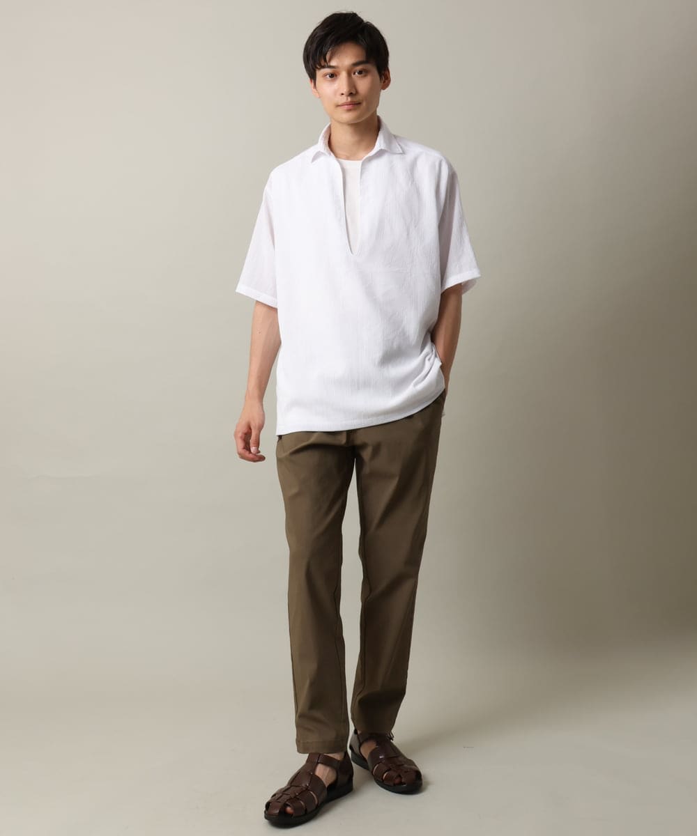 KHBHV69059 a.v.v MEN(アー・ヴェ・ヴェ) 【ハリつかない涼感素材】ワッシャーVネックシャツプルオーバー グレイッシュブルー