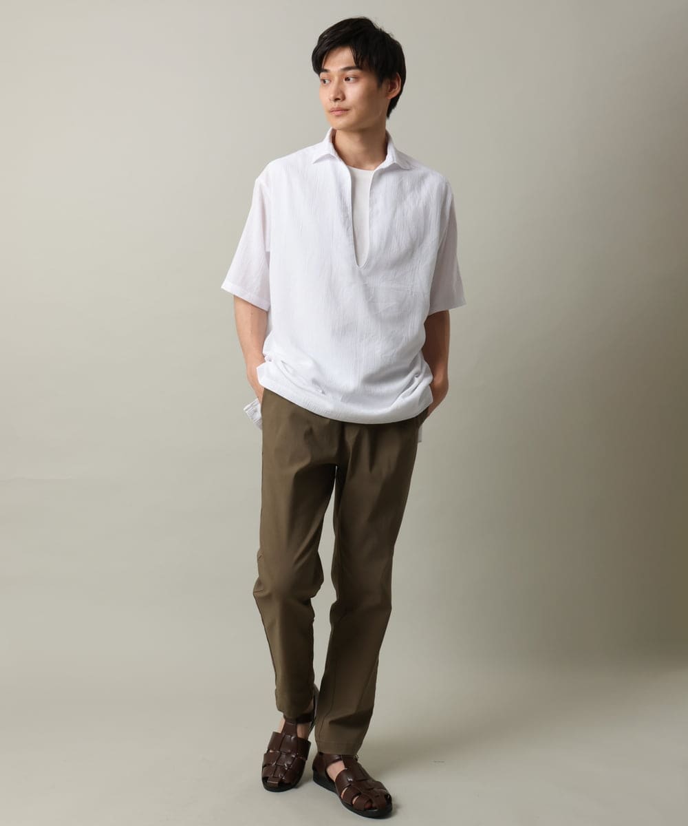 KHBHV69059 a.v.v MEN(アー・ヴェ・ヴェ) 【ハリつかない涼感素材】ワッシャーVネックシャツプルオーバー グレイッシュブルー
