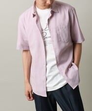 KHBHV70044 a.v.v MEN(アー・ヴェ・ヴェ) 【定番アイテム】リネン混シャツ　半袖（さらリネシリーズ） ピンク