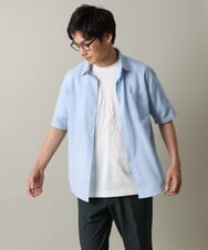 KHBHV70044 a.v.v MEN(アー・ヴェ・ヴェ) 【定番アイテム】リネン混シャツ　半袖（さらリネシリーズ） ミント