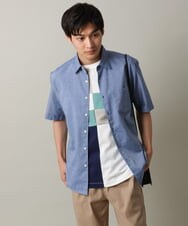 KHBHV70044 a.v.v MEN(アー・ヴェ・ヴェ) 【定番アイテム】リネン混シャツ　半袖（さらリネシリーズ） ミント