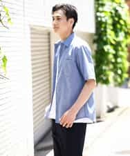 KHBHV70044 a.v.v MEN(アー・ヴェ・ヴェ) 【定番アイテム】リネン混シャツ　半袖（さらリネシリーズ） ミント