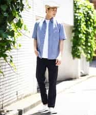 KHBHV70044 a.v.v MEN(アー・ヴェ・ヴェ) 【定番アイテム】リネン混シャツ　半袖（さらリネシリーズ） ミント