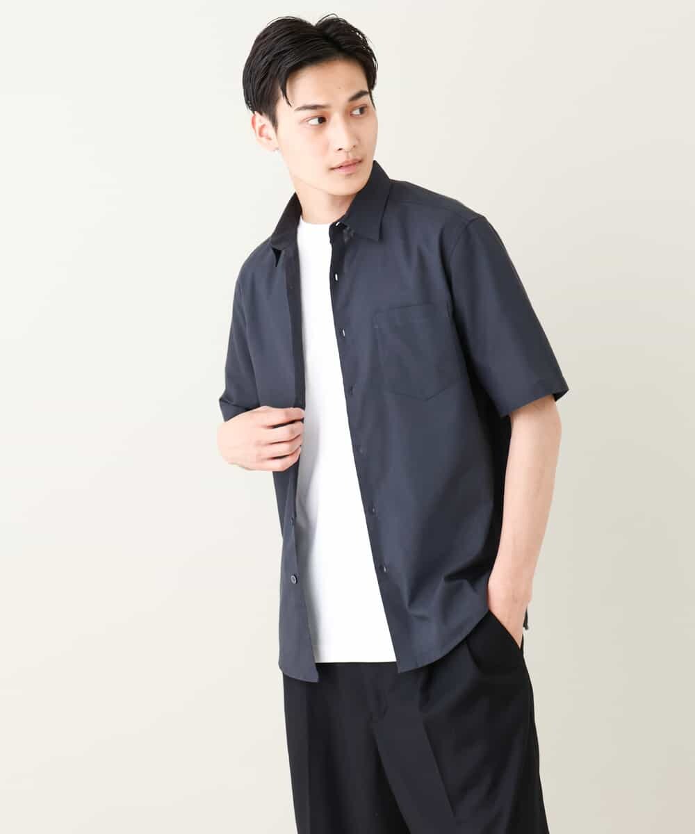 KHBHV70044 a.v.v MEN(アー・ヴェ・ヴェ) 【定番アイテム】リネン混シャツ　半袖（さらリネシリーズ） ミント
