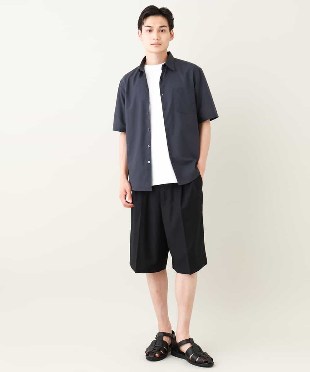 KHBHV70044 a.v.v MEN(アー・ヴェ・ヴェ) 【定番アイテム】リネン混シャツ　半袖（さらリネシリーズ） ミント