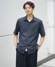KHBHV70049 a.v.v MEN(アー・ヴェ・ヴェ) 【接触冷感/速乾/イージーケア】リネン混半袖シャツ（さらリネシリーズ） ダークグレー
