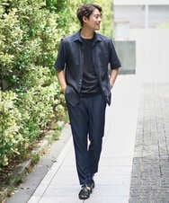 KHBHV70049 a.v.v MEN(アー・ヴェ・ヴェ) 【接触冷感/速乾/イージーケア】リネン混半袖シャツ（さらリネシリーズ） ダークグレー