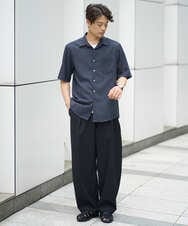 KHBHV70049 a.v.v MEN(アー・ヴェ・ヴェ) 【接触冷感/速乾/イージーケア】リネン混半袖シャツ（さらリネシリーズ） ダークグレー
