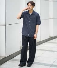 KHBHV70049 a.v.v MEN(アー・ヴェ・ヴェ) 【接触冷感/速乾/イージーケア】リネン混半袖シャツ（さらリネシリーズ） ダークグレー