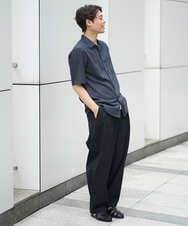 KHBHV70049 a.v.v MEN(アー・ヴェ・ヴェ) 【接触冷感/速乾/イージーケア】リネン混半袖シャツ（さらリネシリーズ） ダークグレー
