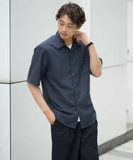 KHBHV70049 a.v.v MEN(アー・ヴェ・ヴェ) 【接触冷感/速乾/イージーケア】リネン混半袖シャツ（さらリネシリーズ） ダークグレー