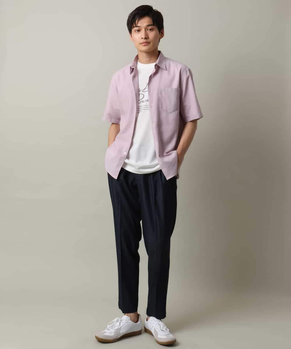 KHBHV70049 a.v.v MEN(アー・ヴェ・ヴェ) 【定番アイテム】リネン混シャツ　半袖（さらリネシリーズ） ダークグレー