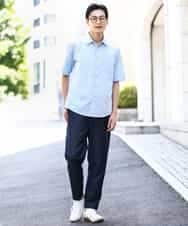 KHBHV70049 a.v.v MEN(アー・ヴェ・ヴェ) 【定番アイテム】リネン混シャツ　半袖（さらリネシリーズ） ダークグレー