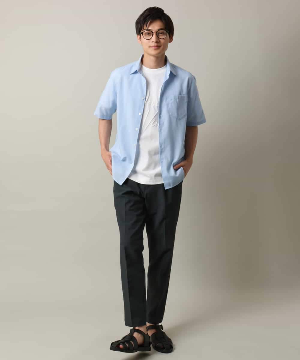 KHBHV70049 a.v.v MEN(アー・ヴェ・ヴェ) 【定番アイテム】リネン混シャツ　半袖（さらリネシリーズ） ダークグレー