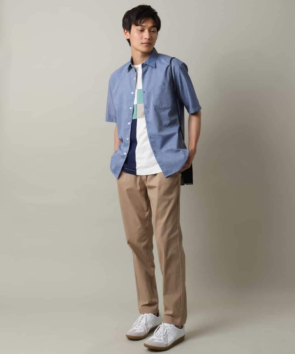 KHBHV70049 a.v.v MEN(アー・ヴェ・ヴェ) 【定番アイテム】リネン混シャツ　半袖（さらリネシリーズ） ダークグレー