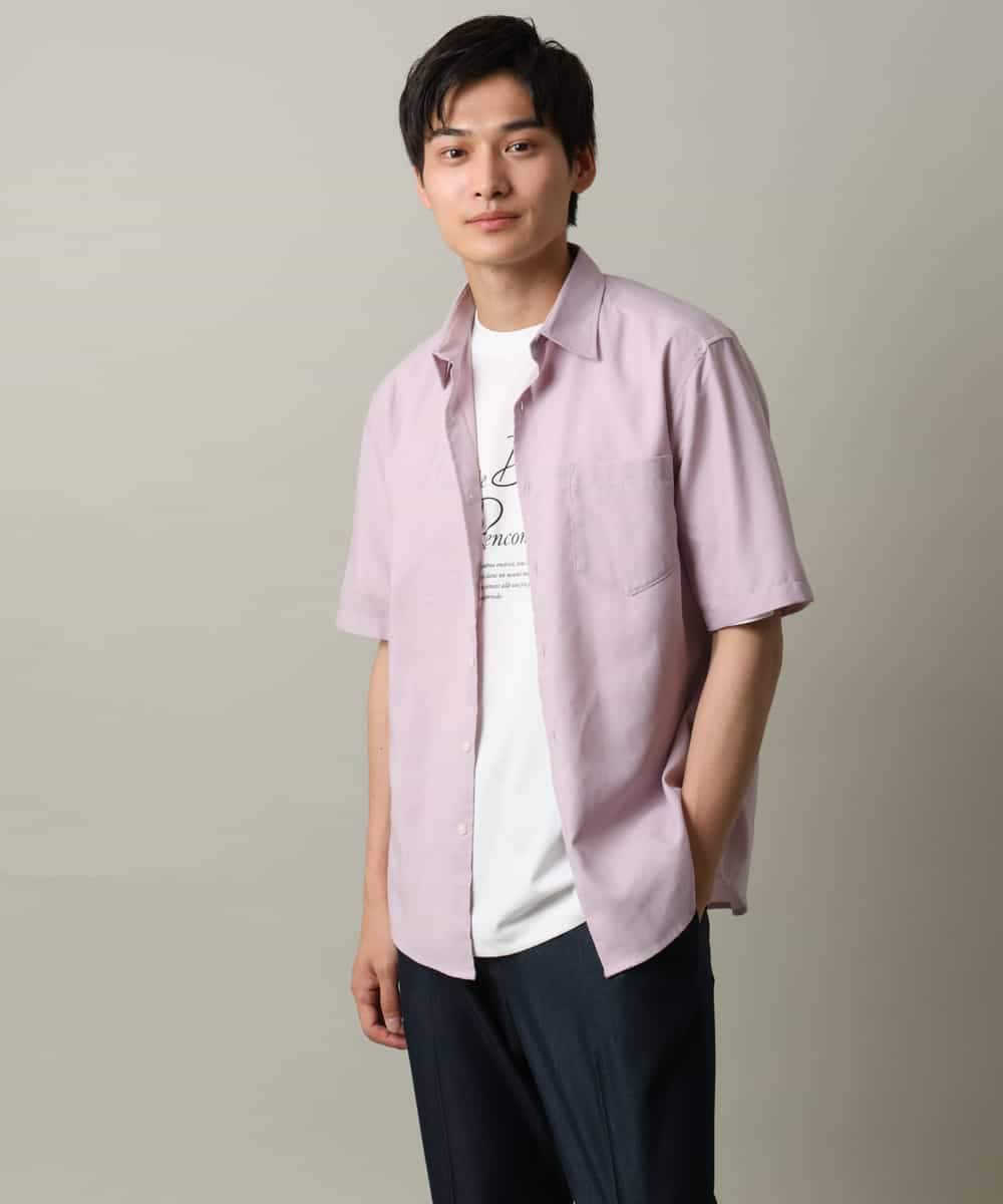 KHBHV70049 a.v.v MEN(アー・ヴェ・ヴェ) 【定番アイテム】リネン混シャツ　半袖（さらリネシリーズ） ダークグレー