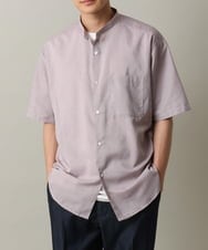 KHBHV72049 a.v.v MEN(アー・ヴェ・ヴェ) 【シワになりにくい】リネン混バンドカラーシャツ　半袖（さらリネシリーズ） グレージュ