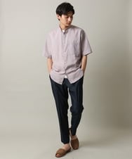 KHBHV72049 a.v.v MEN(アー・ヴェ・ヴェ) 【シワになりにくい】リネン混バンドカラーシャツ　半袖（さらリネシリーズ） グレージュ