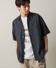KHBHV72049 a.v.v MEN(アー・ヴェ・ヴェ) 【シワになりにくい】リネン混バンドカラーシャツ　半袖（さらリネシリーズ） ダークグレー