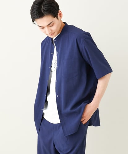KHBHV77049 a.v.v MEN 【接触冷感】バンドカラーシャツ 5分袖（セットアップ可）リライトシリーズ3