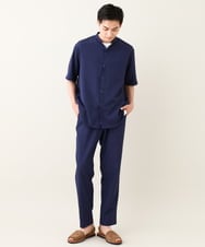 KHBHV77049 a.v.v MEN(アー・ヴェ・ヴェ) 【接触冷感】バンドカラーシャツ 5分袖（セットアップ可）リライトシリーズ3 ベージュ