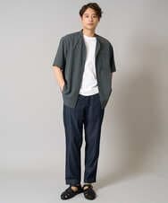 KHBHV77049 a.v.v MEN(アー・ヴェ・ヴェ) 【接触冷感】バンドカラーシャツ 5分袖（セットアップ可）リライトシリーズ3 ベージュ