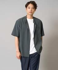 KHBHV77049 a.v.v MEN(アー・ヴェ・ヴェ) 【接触冷感】バンドカラーシャツ 5分袖（セットアップ可）リライトシリーズ3 ベージュ