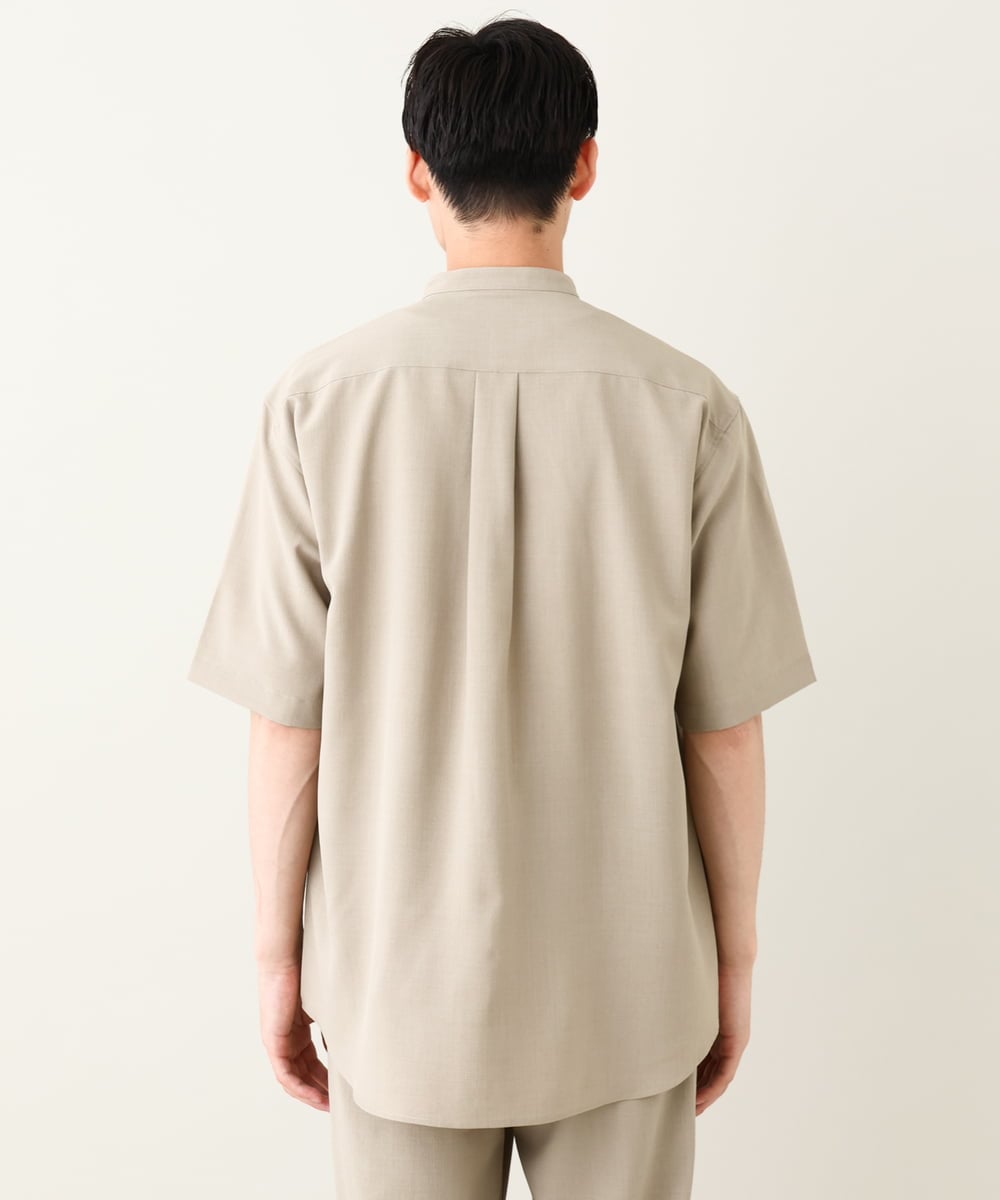 KHBHV77049 a.v.v MEN(アー・ヴェ・ヴェ) 【接触冷感】バンドカラーシャツ 5分袖（セットアップ可）リライトシリーズ3 ベージュ