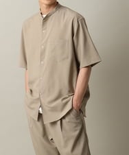 KHBHV77049 a.v.v MEN(アー・ヴェ・ヴェ) 【接触冷感】バンドカラーシャツ 5分袖（セットアップ可）リライトシリーズ3 ベージュ