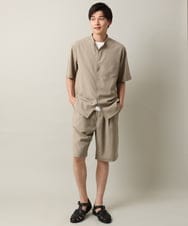 KHBHV77049 a.v.v MEN(アー・ヴェ・ヴェ) 【接触冷感】バンドカラーシャツ 5分袖（セットアップ可）リライトシリーズ3 ベージュ