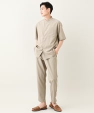 KHBHV77049 a.v.v MEN(アー・ヴェ・ヴェ) 【接触冷感】バンドカラーシャツ 5分袖（セットアップ可）リライトシリーズ3 ベージュ
