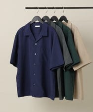 KHBHV78049 a.v.v MEN(アー・ヴェ・ヴェ) 【接触冷感】オープンカラーシャツ 5分袖（セットアップ可）リライトシリーズ3 ブルー