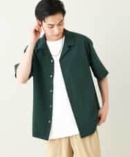 KHBHV78049 a.v.v MEN(アー・ヴェ・ヴェ) 【接触冷感】オープンカラーシャツ 5分袖（セットアップ可）リライトシリーズ3 グリーン