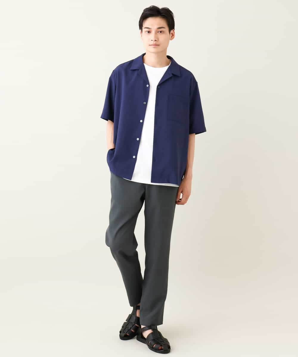 KHBHV78049 a.v.v MEN(アー・ヴェ・ヴェ) 【接触冷感】オープンカラーシャツ 5分袖（セットアップ可）リライトシリーズ3 ダークグレー