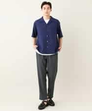 KHBHV78049 a.v.v MEN(アー・ヴェ・ヴェ) 【接触冷感】オープンカラーシャツ 5分袖（セットアップ可）リライトシリーズ3 ダークグレー