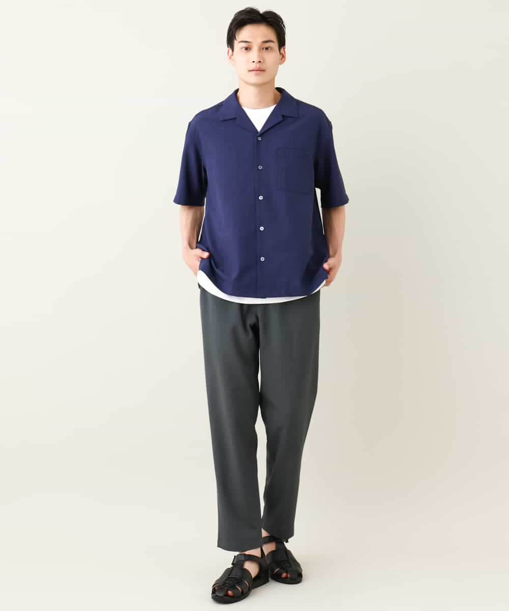 KHBHV78049 a.v.v MEN(アー・ヴェ・ヴェ) 【接触冷感】オープンカラーシャツ 5分袖（セットアップ可）リライトシリーズ3 ダークグレー