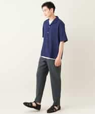 KHBHV78049 a.v.v MEN(アー・ヴェ・ヴェ) 【接触冷感】オープンカラーシャツ 5分袖（セットアップ可）リライトシリーズ3 ダークグレー