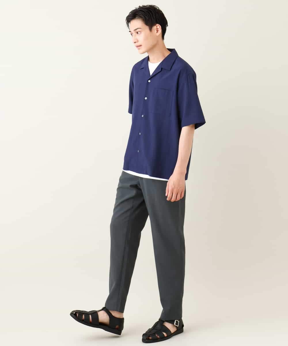 KHBHV78049 a.v.v MEN(アー・ヴェ・ヴェ) 【接触冷感】オープンカラーシャツ 5分袖（セットアップ可）リライトシリーズ3 ダークグレー