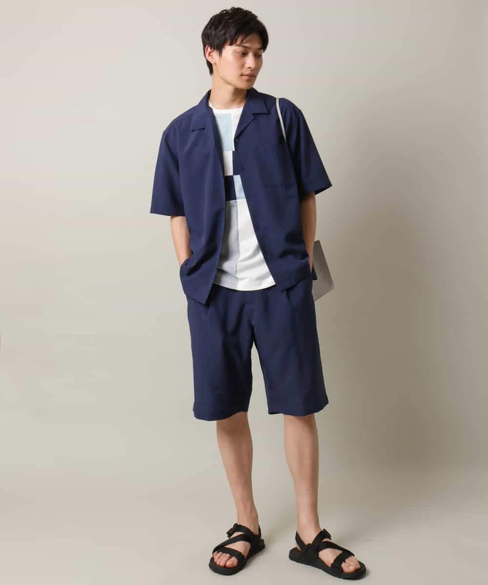 KHBHV78049 a.v.v MEN(アー・ヴェ・ヴェ) 【接触冷感】オープンカラーシャツ 5分袖（セットアップ可）リライトシリーズ3 ダークグレー