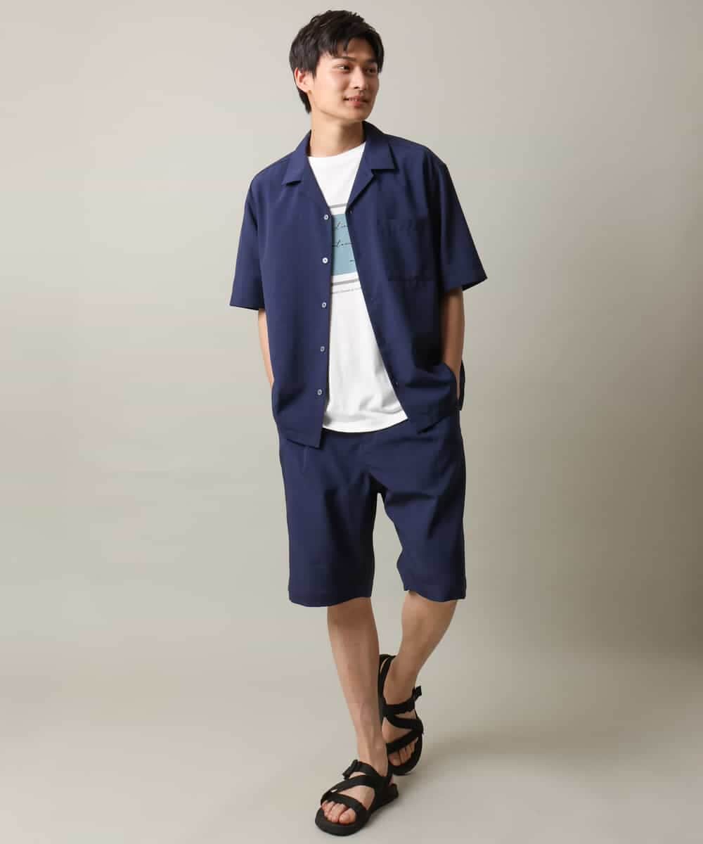 KHBHV78049 a.v.v MEN(アー・ヴェ・ヴェ) 【接触冷感】オープンカラーシャツ 5分袖（セットアップ可）リライトシリーズ3 ダークグレー