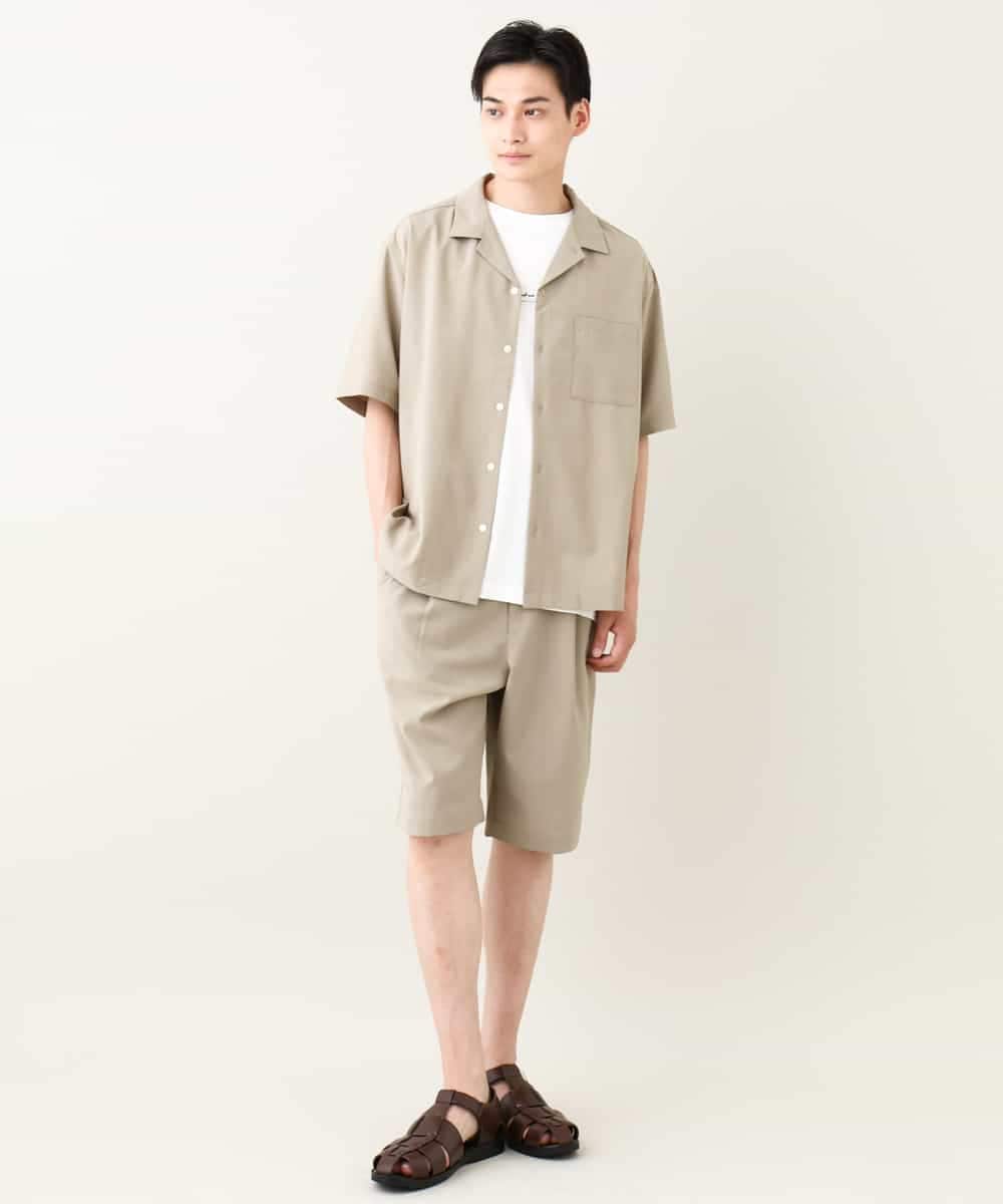 KHBHV78049 a.v.v MEN(アー・ヴェ・ヴェ) 【接触冷感】オープンカラーシャツ 5分袖（セットアップ可）リライトシリーズ3 ダークグレー