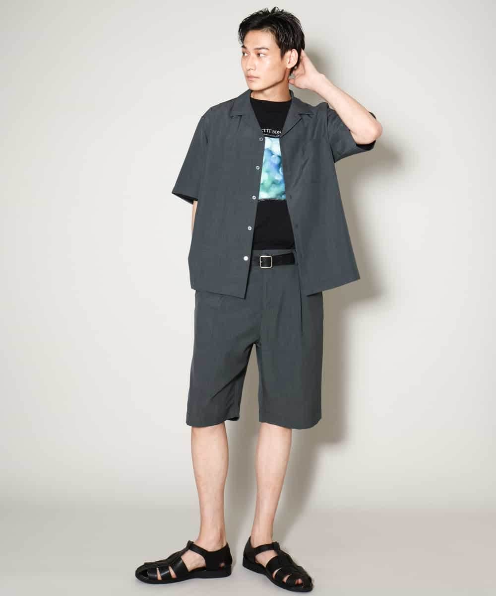 KHBHV78049 a.v.v MEN(アー・ヴェ・ヴェ) 【接触冷感】オープンカラーシャツ 5分袖（セットアップ可）リライトシリーズ3 ダークグレー