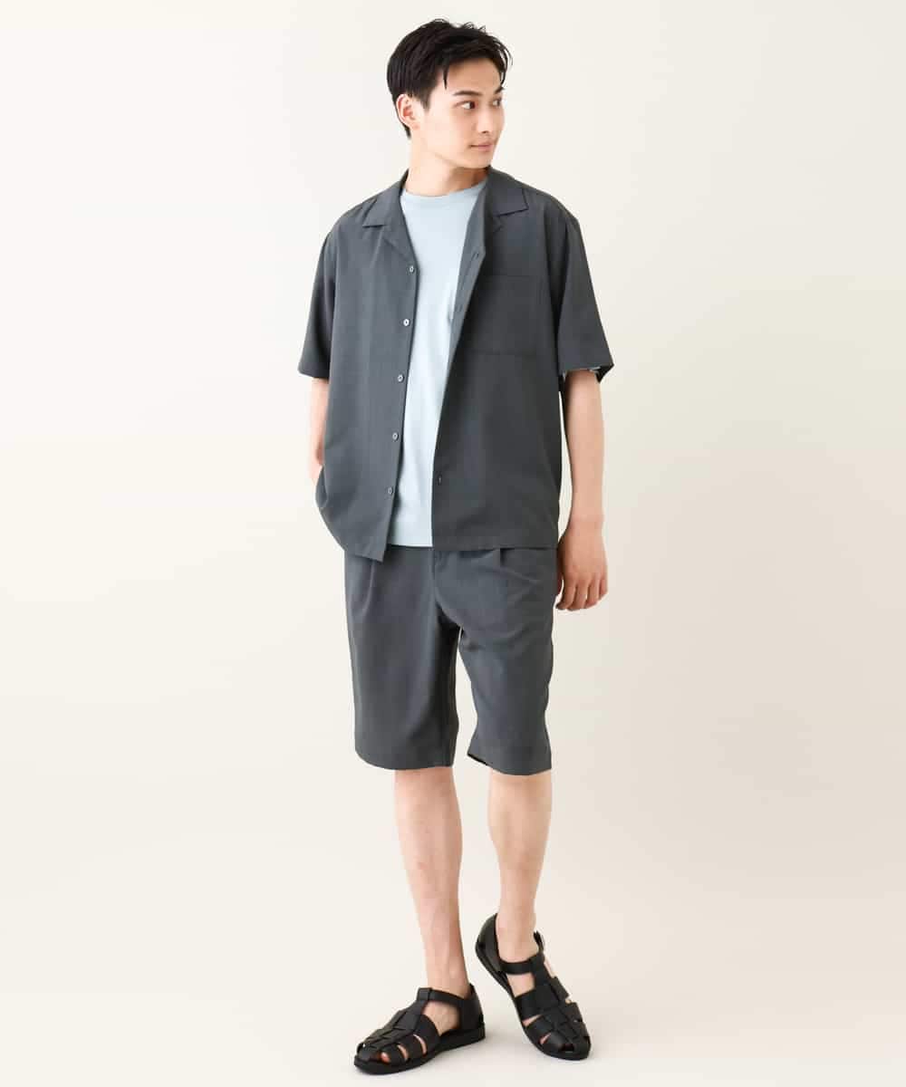 KHBHV78049 a.v.v MEN(アー・ヴェ・ヴェ) 【接触冷感】オープンカラーシャツ 5分袖（セットアップ可）リライトシリーズ3 ダークグレー