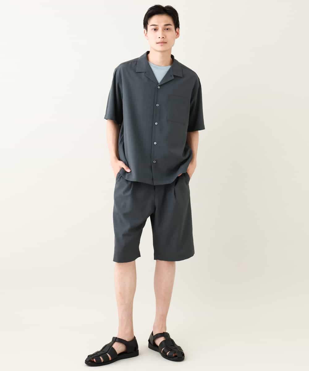 KHBHV78049 a.v.v MEN(アー・ヴェ・ヴェ) 【接触冷感】オープンカラーシャツ 5分袖（セットアップ可）リライトシリーズ3 ダークグレー