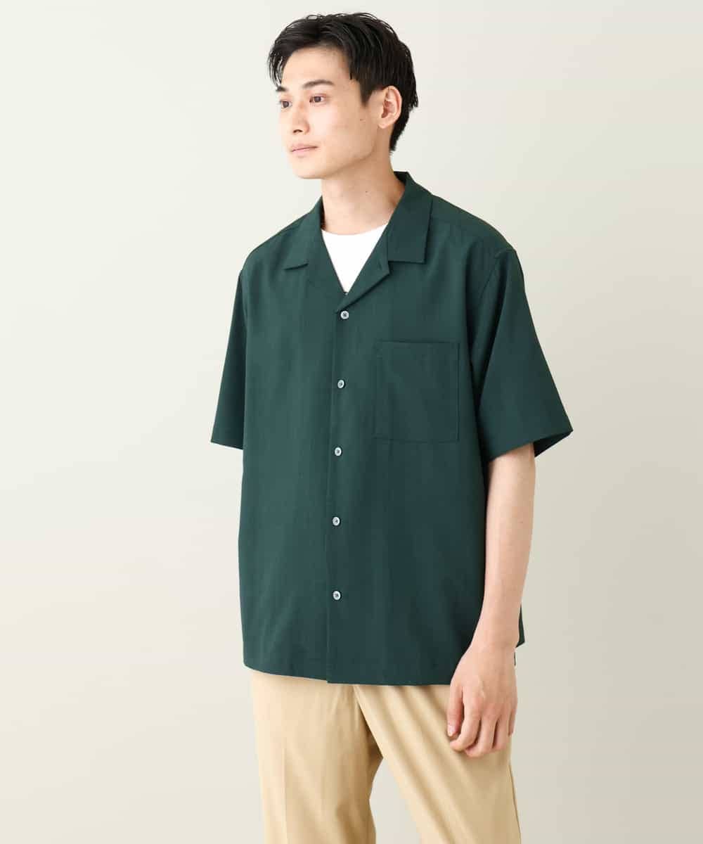 KHBHV78049 a.v.v MEN(アー・ヴェ・ヴェ) 【接触冷感】オープンカラーシャツ 5分袖（セットアップ可）リライトシリーズ3 ダークグレー