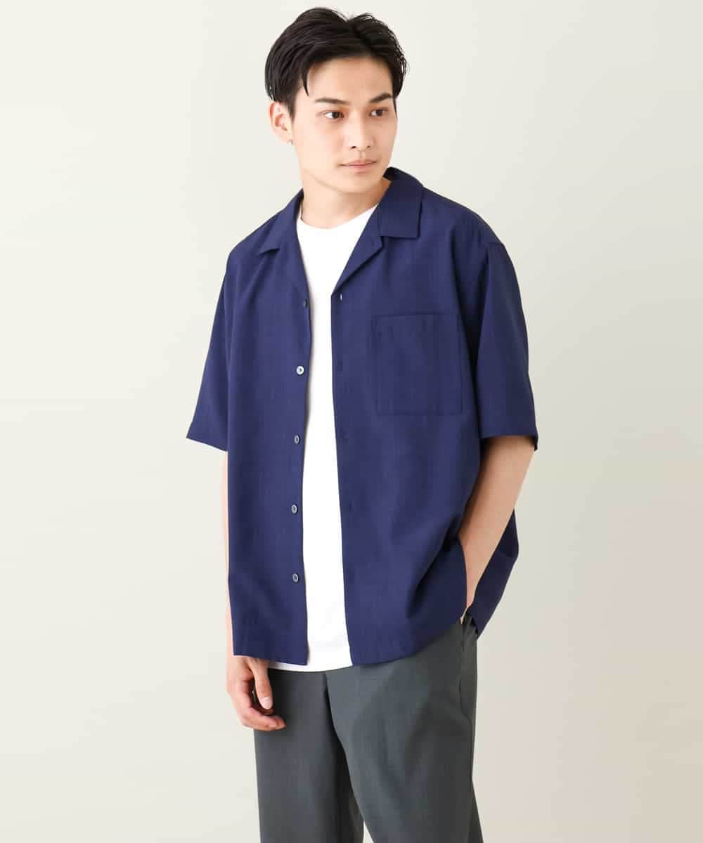 KHBHV78049 a.v.v MEN(アー・ヴェ・ヴェ) 【接触冷感】オープンカラーシャツ 5分袖（セットアップ可）リライトシリーズ3 ダークグレー