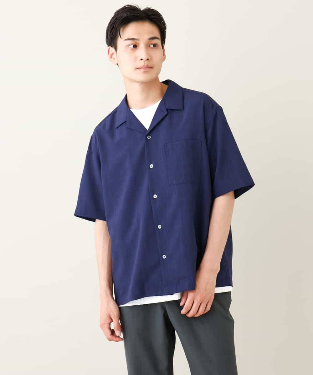 KHBHV78049 a.v.v MEN(アー・ヴェ・ヴェ) 【接触冷感】オープンカラーシャツ 5分袖（セットアップ可）リライトシリーズ3 ダークグレー